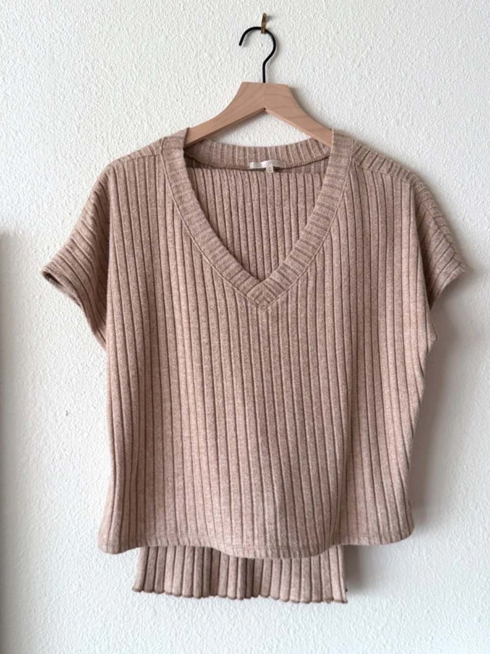 Z Supply Ribbed Lounge Set V-Neck Top & Pants Z Taupe Pink Size M